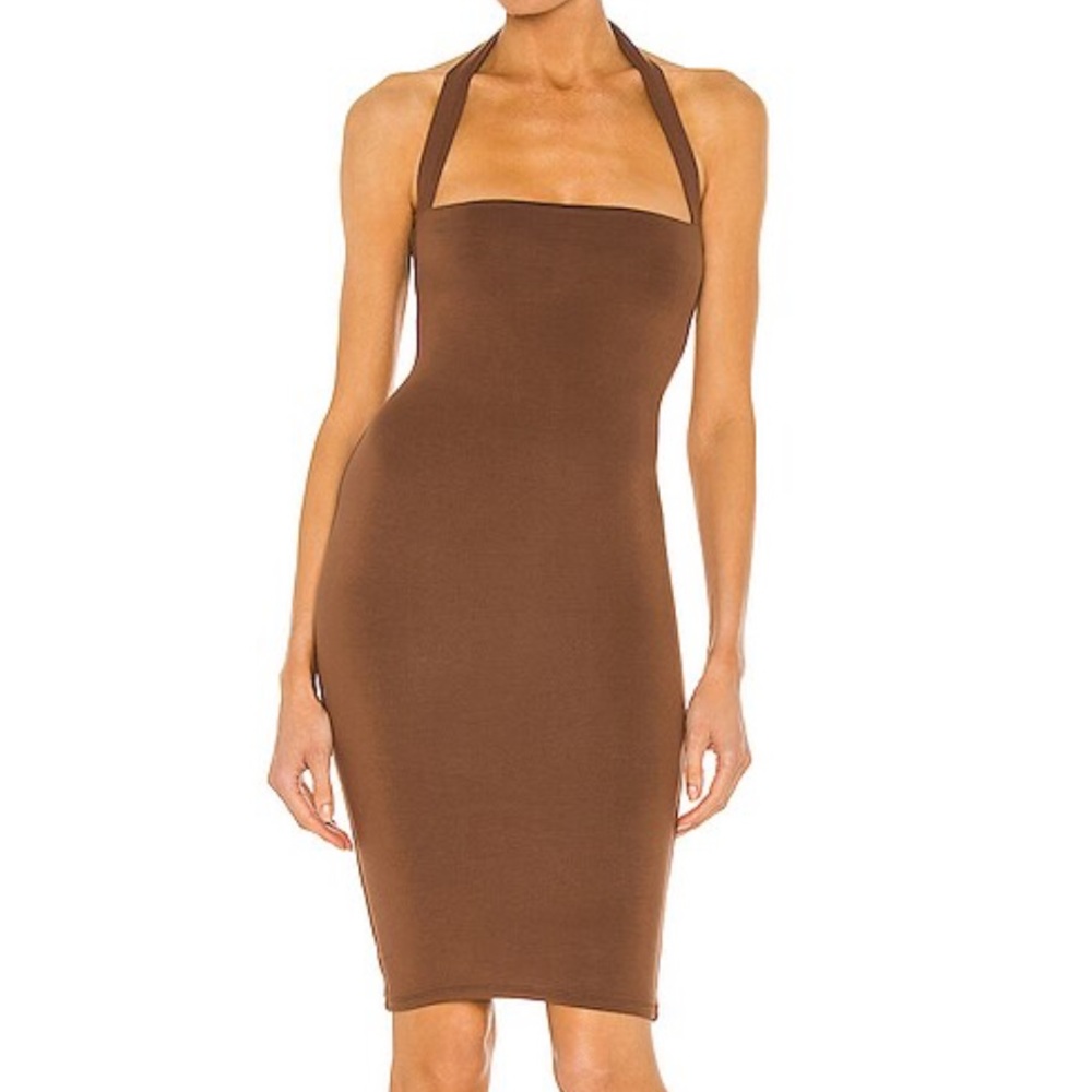 Re Ona Halterneck Dress in Chocolate